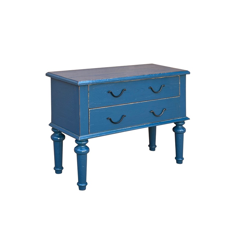 Rough Wood Blue Lacquer 2 Drawers Sideboard Credenza Table Cabinet ws3291E image 4