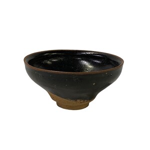 Chinese Jianye Clay Matte Bronze Black Glaze Decor Bowl Display Art ws3319E image 2