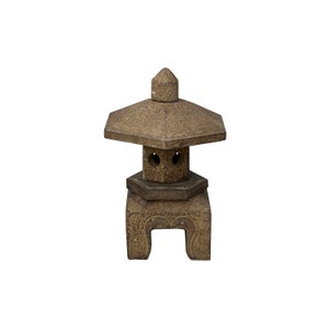 15.5 Chinese Gray Brown Hexagon Top Pagoda Shape Garden Stone Lantern ws3653E immagine 1