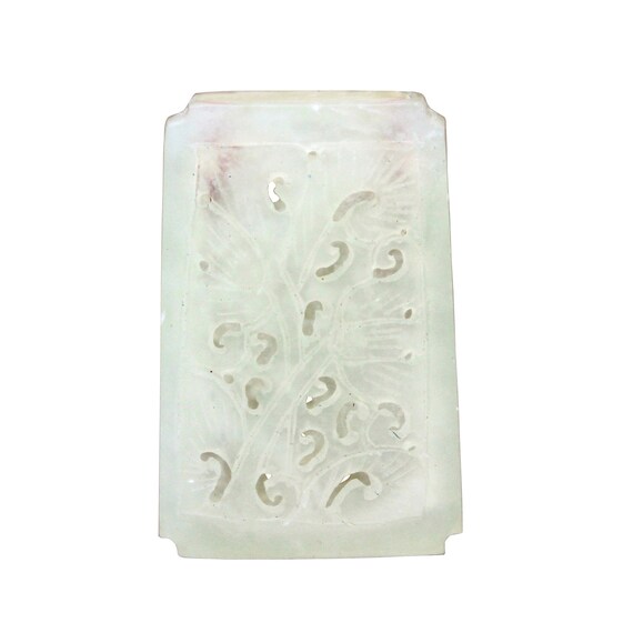 Carved Jade Rectangular Shape Modern Chinese Sach… - image 1