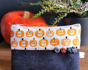 süsses Portemonnaie Geldbörse Etui Täschchen Kürbis jeans Halloween elb-boje