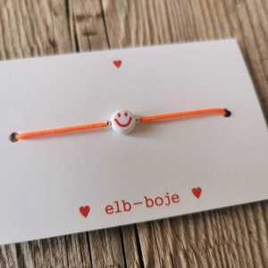 Armband mit Smiley SMILE Freundschaftsarmband, JGA, Armbändchen :) rot, neonorange