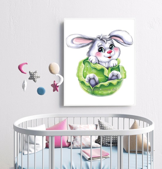 Bunny Wall Art Bunny Nursery Wall Art Bunny Wall Decor Baby Etsy