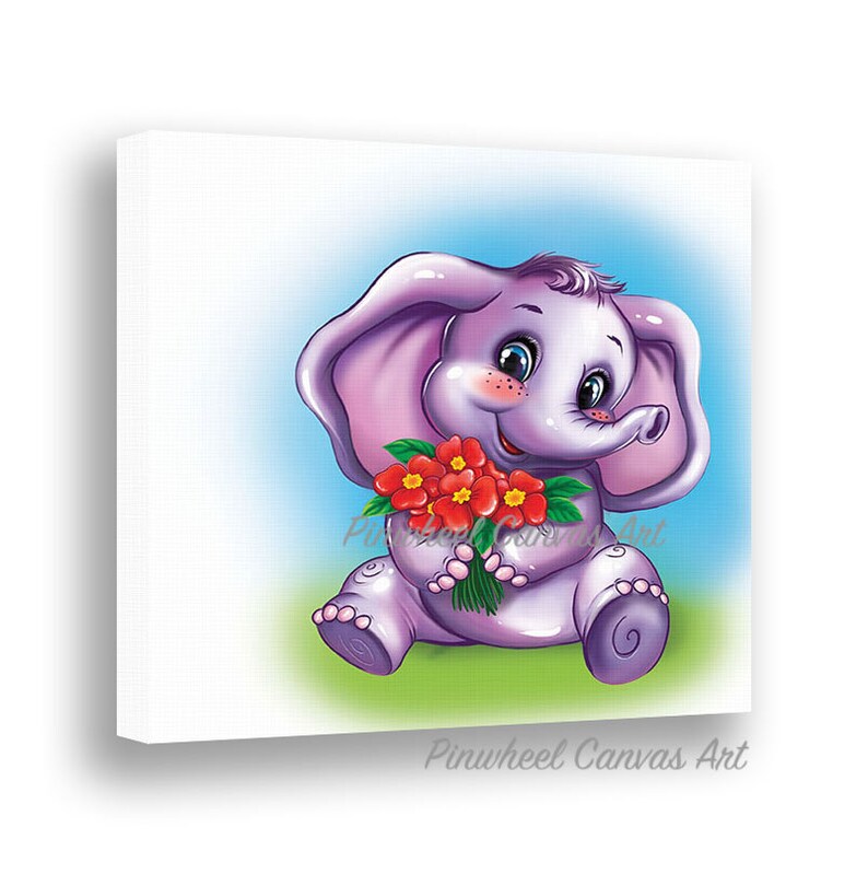 Elephant Wall Decor Purple Elephant Wall Art Elephant Nursery Etsy