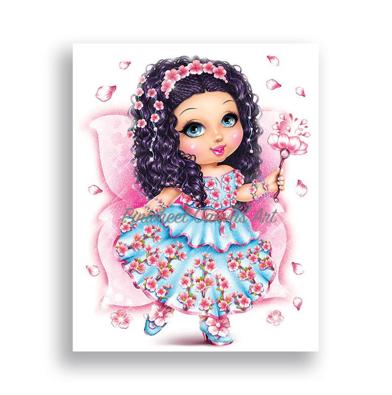 Fairy Wall Art Spring Fairy Wall Decor Cherry Blossom Girl Room Wall Art Pink Fairy Nursery Decor Fairy Room Decor Canvas Art Fairy Theme
