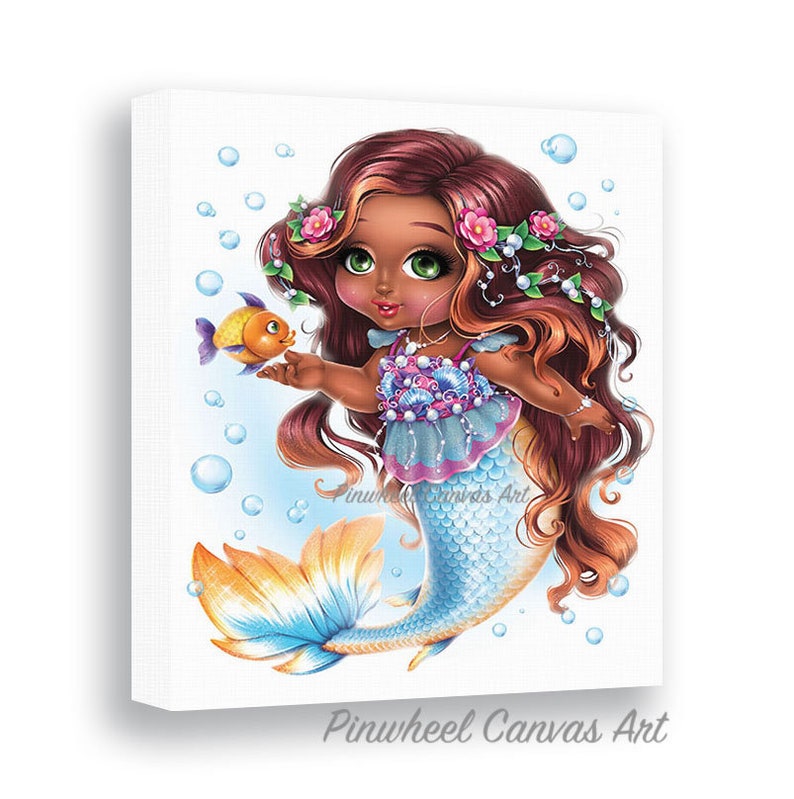 Mermaid Wall Art Mermaid Bathroom Wall Decor African American | Etsy