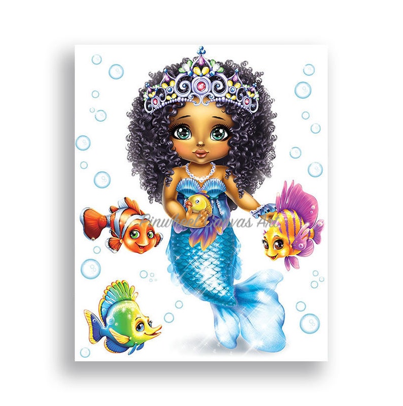 Mermaid Wall Art Mermaid Bathroom Wall Decor African American Etsy