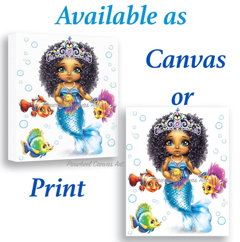 Mermaid Wall Art Mermaid Bathroom Wall Decor African American | Etsy