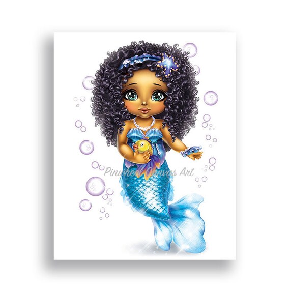Download Mermaid Wall Art African American Girl Wall Art Mermaid | Etsy