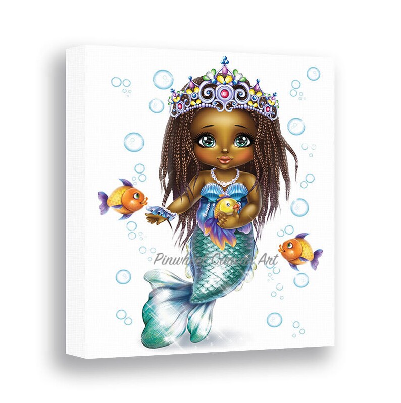Mermaid Wall Art Mermaid Bathroom Wall Decor African American Etsy
