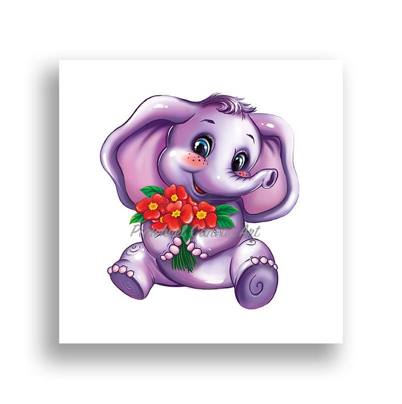 Elephant Wall Decor Purple Elephant Wall Art Elephant Nursery Etsy