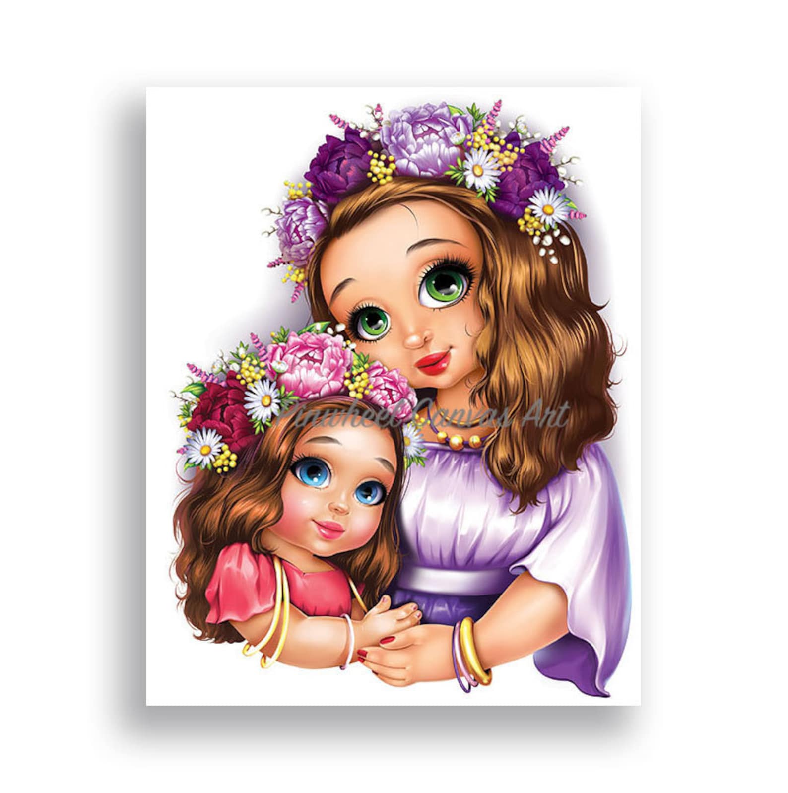 Mother and Daughter Wall Art Girls Room Wall Decor Girl Wall Etsy