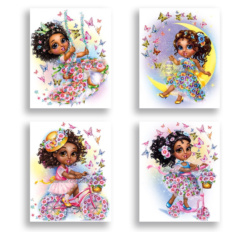 Butterfly Wall Art African American Girl Wall Art Butterfly Etsy