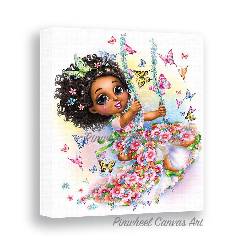 Butterfly Wall Art African American Girl Wall Art Butterfly Etsy