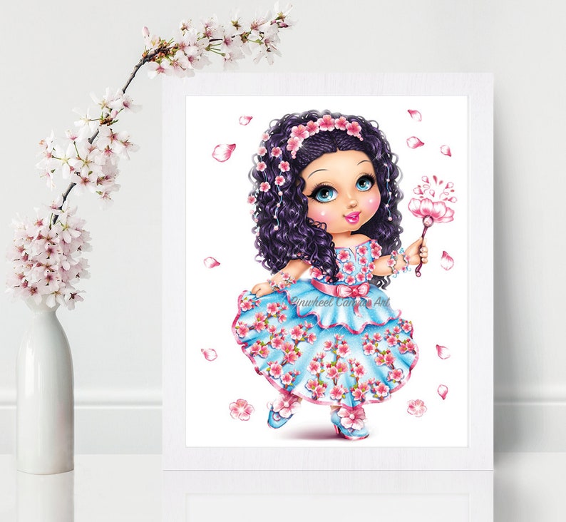 Fairy Wall Art Spring Fairy Wall Decor Cherry Blossom Girl Room Wall Art Pink Fairy Nursery Decor Fairy Room Decor Canvas Art Fairy Theme