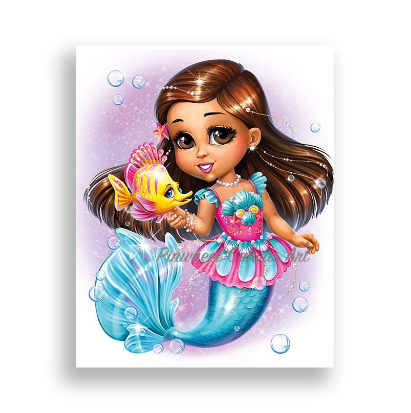 Mermaid Wall Art Baby Girl Room Wall Decor Mermaid Bathroom Etsy