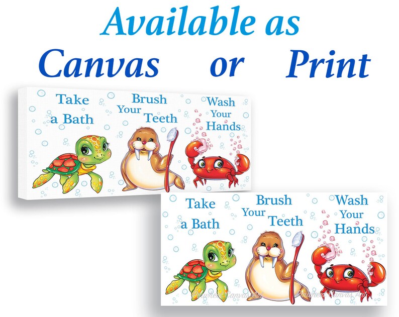 Kids Bathroom Wall Art Under the Sea Bathroom Decor Children Etsy