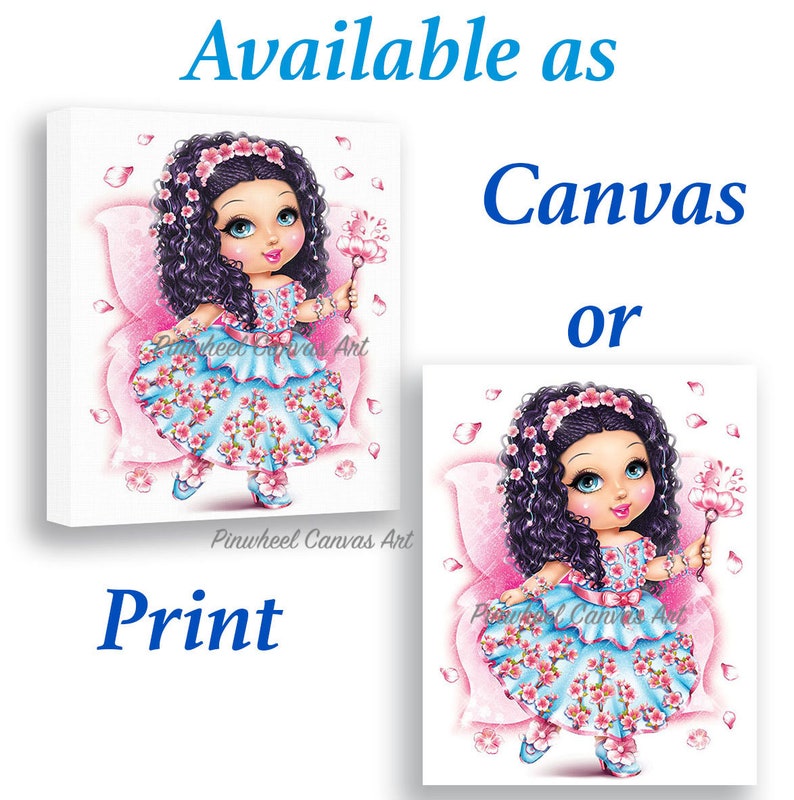 Fairy Wall Art Spring Fairy Wall Decor Cherry Blossom Girl Room Wall Art Pink Fairy Nursery Decor Fairy Room Decor Canvas Art Fairy Theme