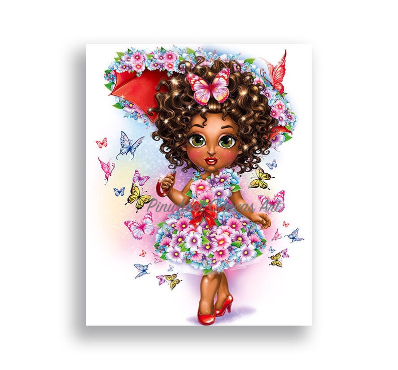 Butterfly Wall Art African American Girl Wall Art Butterfly Etsy