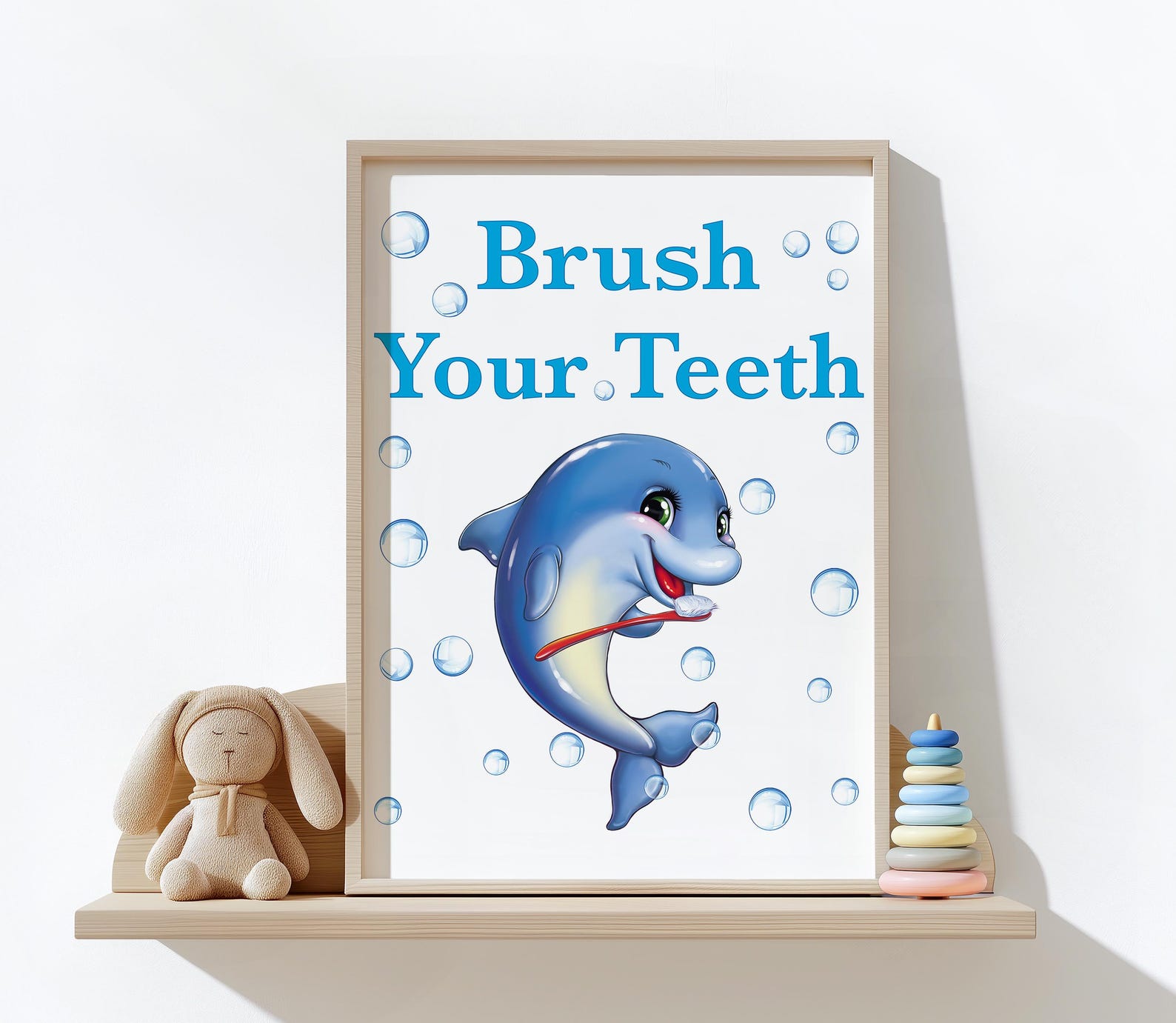 Brush Your Teeth Sign, Kids Bathroom Wall Decor, Ocean Animal Nursery ...