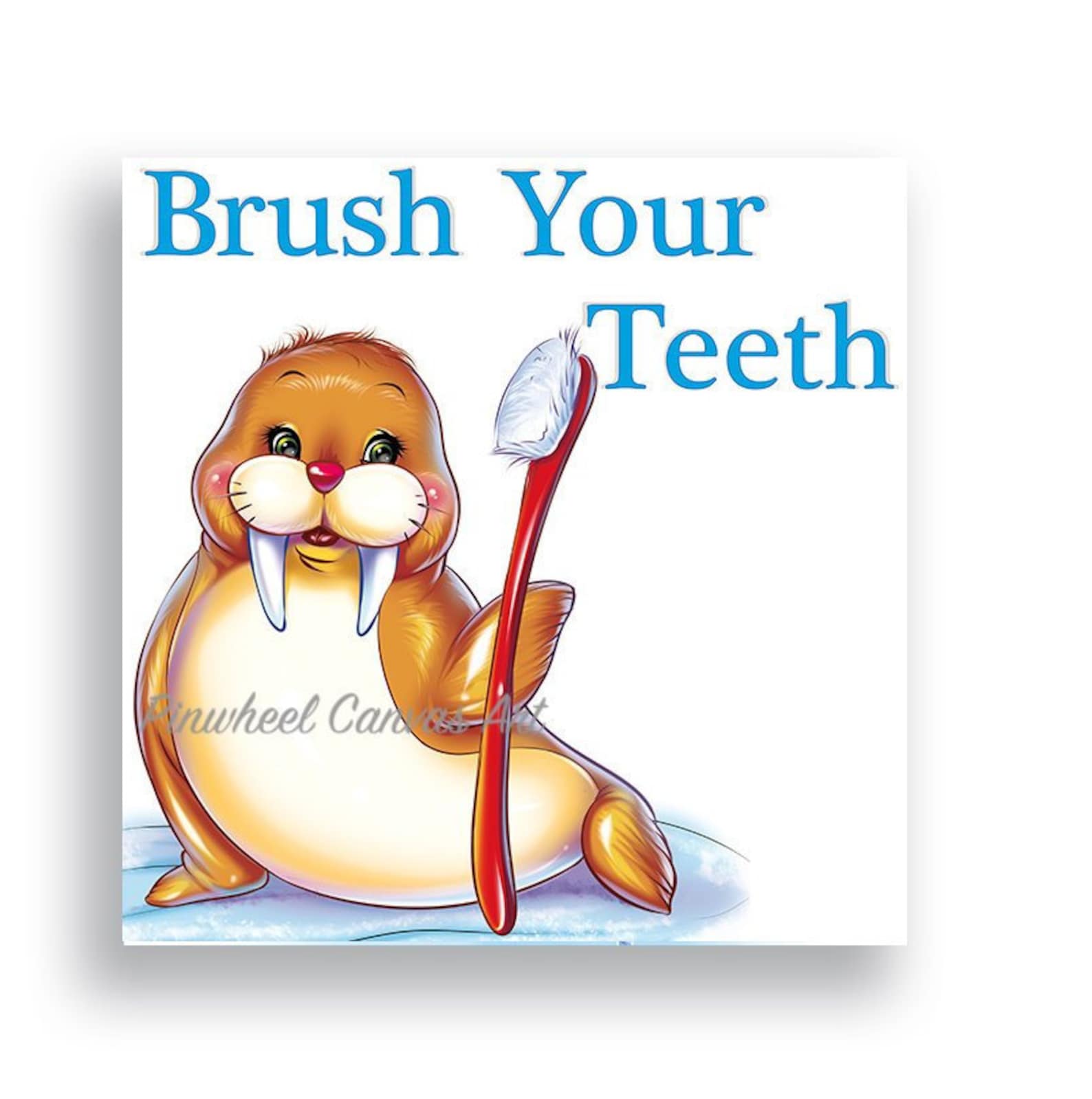 Brush Your Teeth Wall Art Kids Bathroom Wall Decor Walrus Art - Etsy