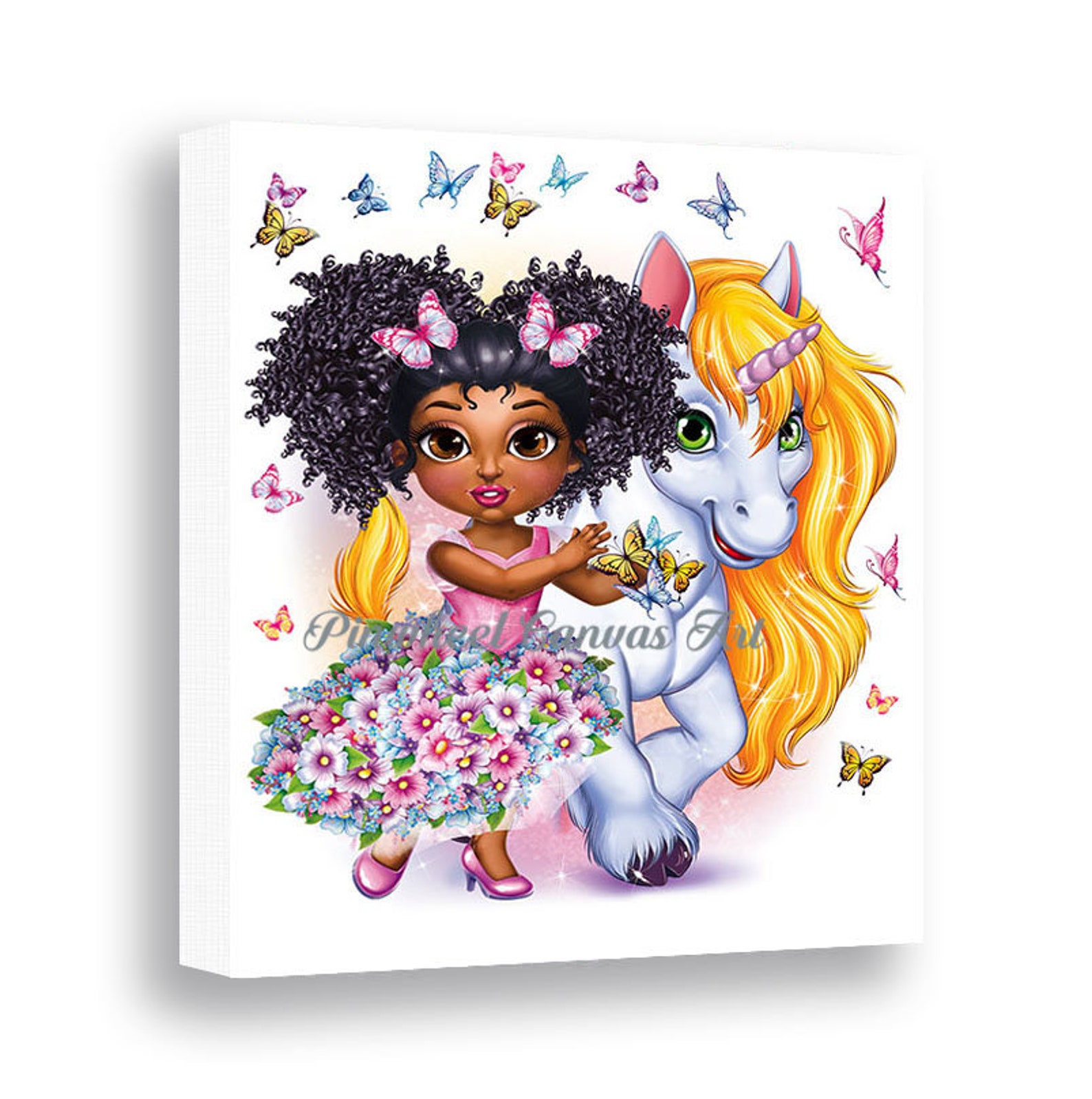 Unicorn Wall Art African American Girl Wall Art Butterfly Room Etsy UK