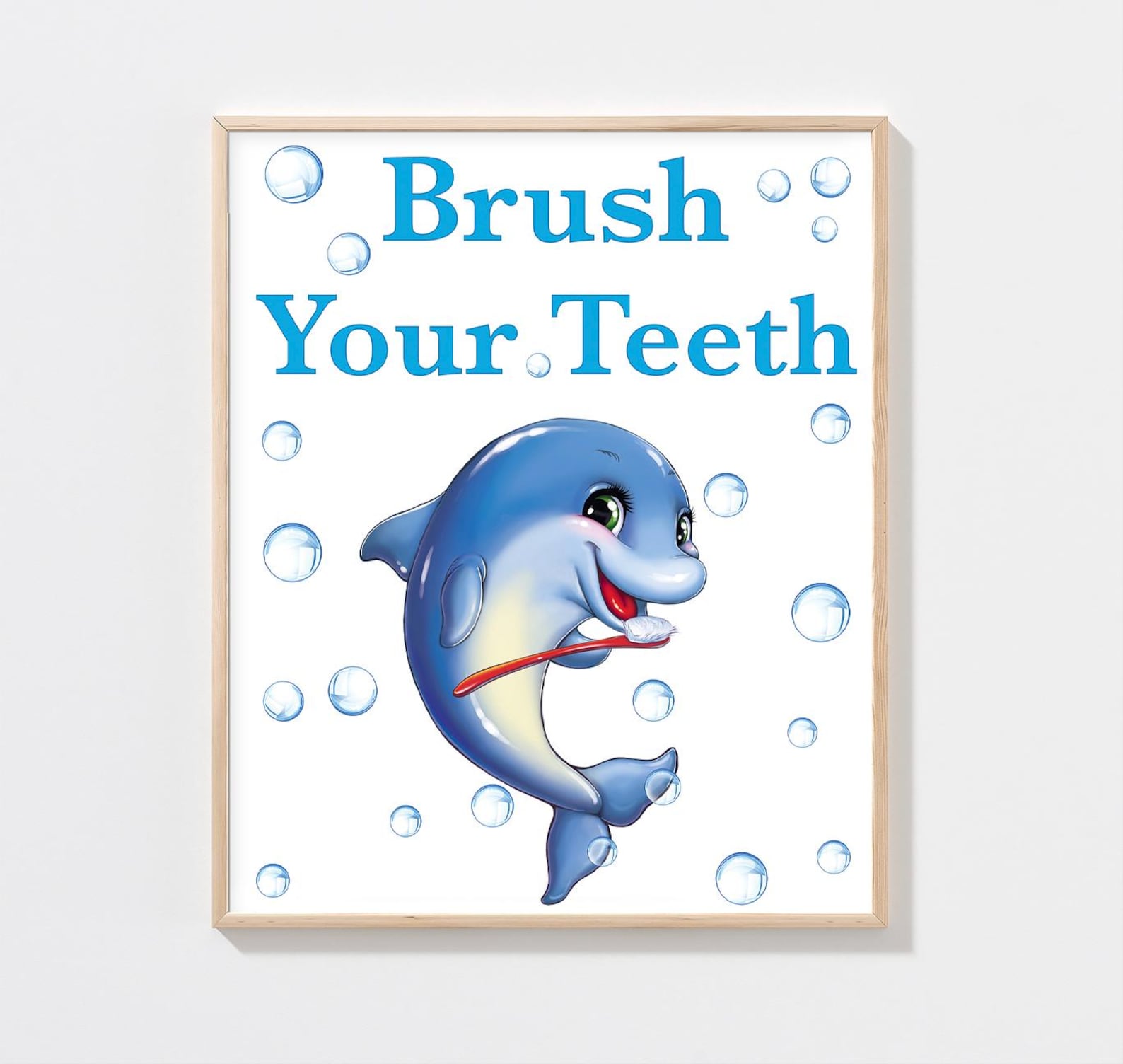 Brush Your Teeth Sign, Kids Bathroom Wall Decor, Ocean Animal Nursery ...