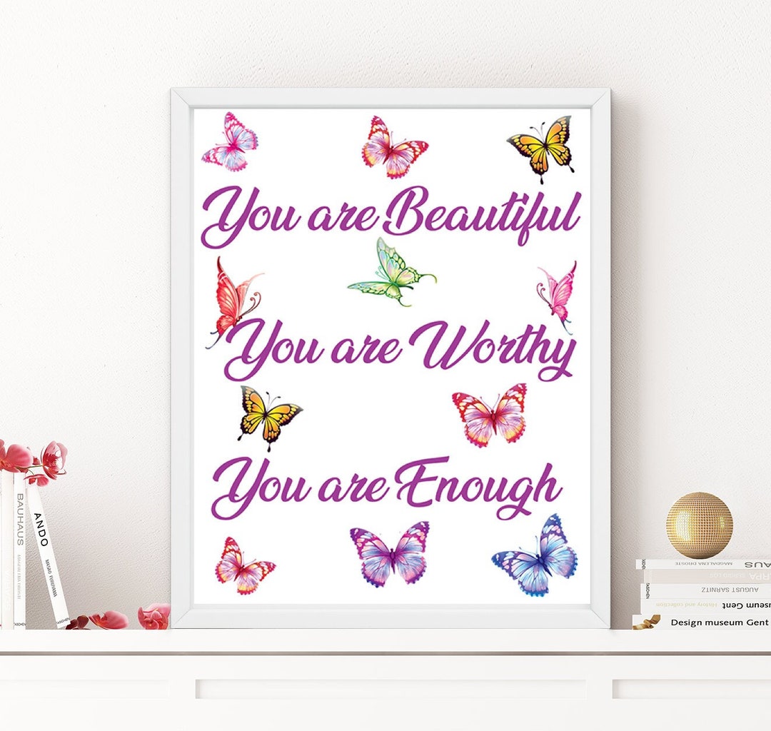 Butterfly Quote Print, Inspirational Girl Quote Wall Art, Kids DIGITAL