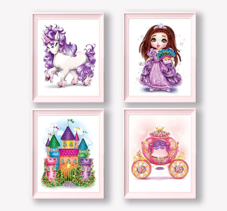 Princess Wall Art Baby Girl Room Wall Decor Princess Nursery Etsy
