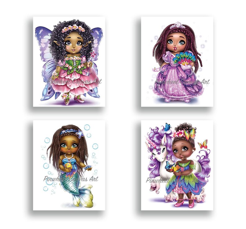 Girls Wall Art African American Children Art Fairy Wall Art Etsy