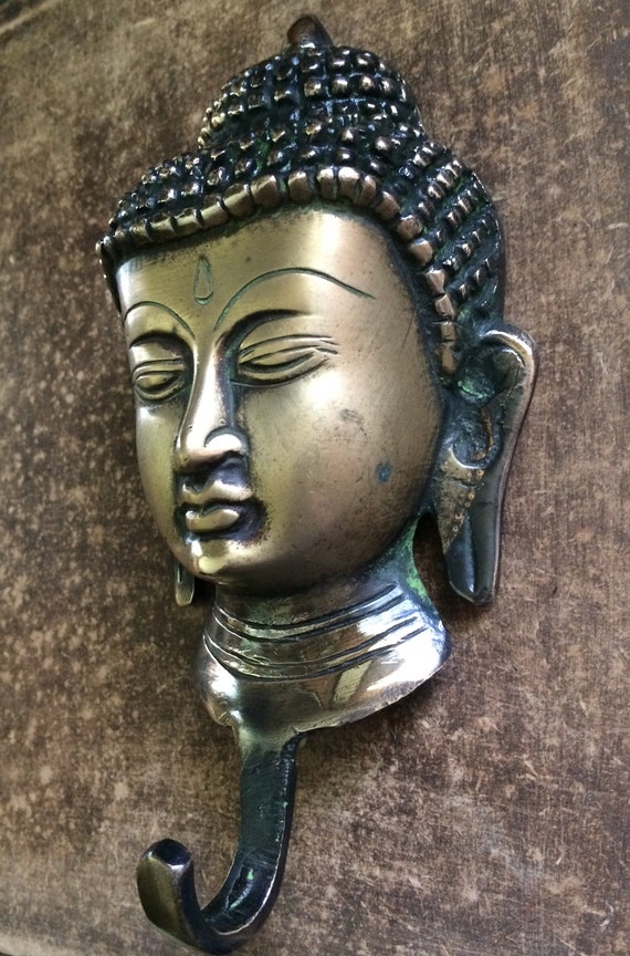 tabak Talloos Offer Vintage Antique Style Solid Brass Buddha Face Wall Hook Hanger - Etsy