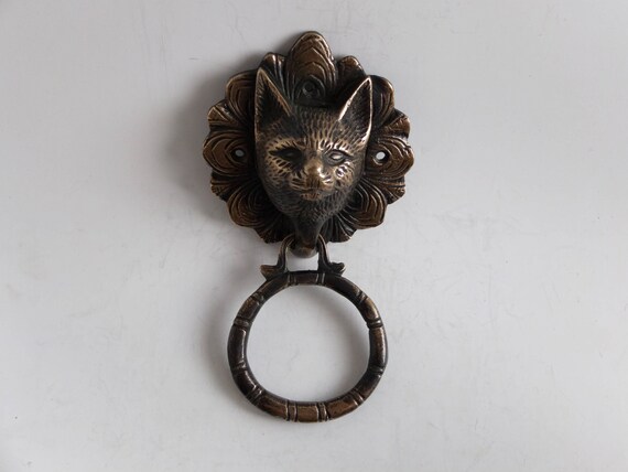 VINTAGE ANTIQUE STYLE HAND MADE SOLID BRASS BIRD SCULPTURE DOOR KNOCKER