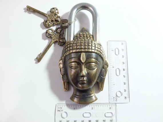 Details about   VINTAGE ANTIQUE STYLE HAND MADE SOLID BRASS BUDHA SHAPED PADLOCK 