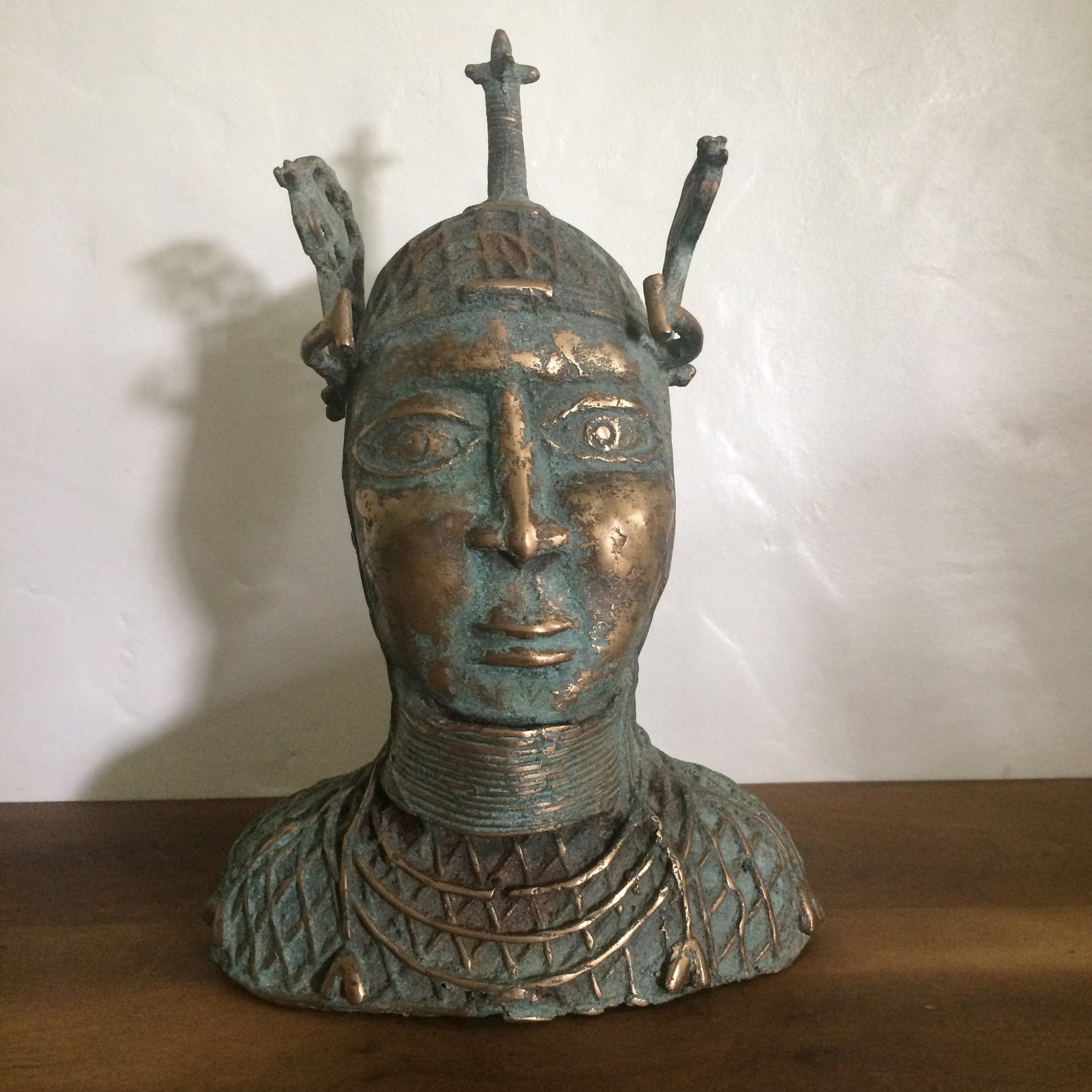 Rare African Benin Brass/bronze King Oba Bust Statue/figure Etsy