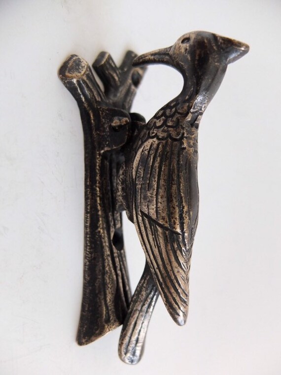 VINTAGE ANTIQUE STYLE HAND MADE SOLID BRASS BIRD SCULPTURE DOOR KNOCKER
