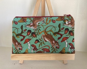 Rat and Mushroom Small Zipper Pouch