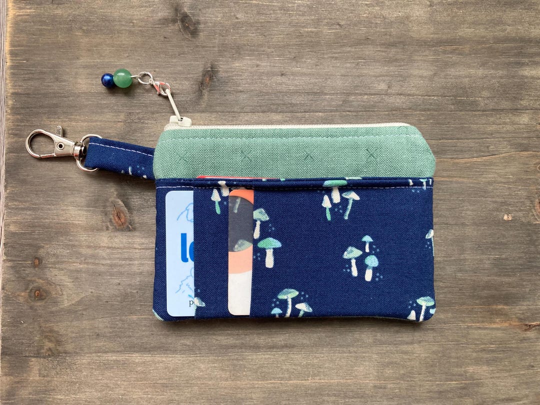 Blue Mushroom Card Holder Coin Pouch - Etsy