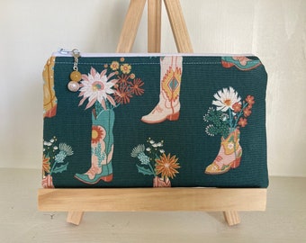 Floral Cowgirl Boots  Small Zipper Pouch