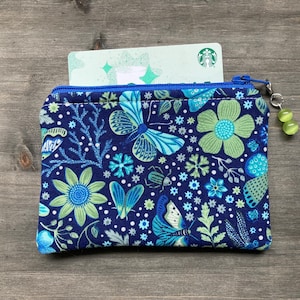 Blue and Lime Green Moth and Butterfly Coin Purse