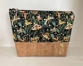 Moths and Cork  Cosmetic Bag