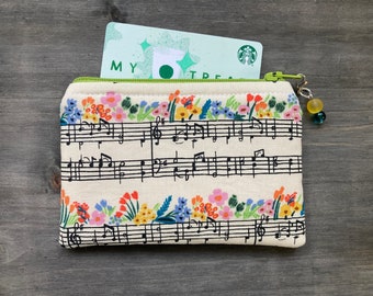 Floral Music Notes  Coin Purse