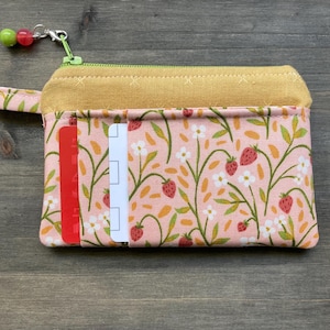 Porte-monnaie corail fraise avec porte-cartes
