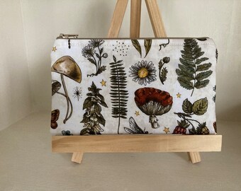 Mushroom and Plants Small Zipper Pouch