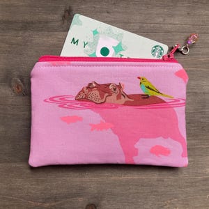 Porte-monnaie hippopotame rose fluo