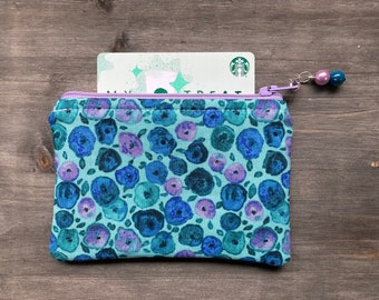 Teal Foral  Coin Purse