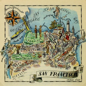 San Francisco Original  Vintage Pictorial Map (Small/Index Card Size)
