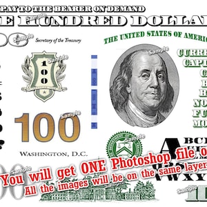 Hundred Dollar Bill Design Images Photoshop Transparent File PNG Graphics Vignette 100 Cash Currency Money Art