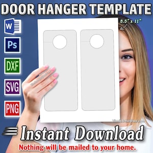 Printable Door Hanger Template, Door Hanger Svg, Canva, Ms word, PSD, PNG, SVG, Dxf, 8.5x11" sheet, Printable