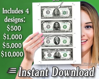 Printable SMALL Money Sheets With Cut Marks 4-per-page Cash - Etsy