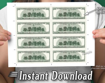 Printable SMALL Money Sheets With Cut Marks 15-per-page Dollar - Etsy